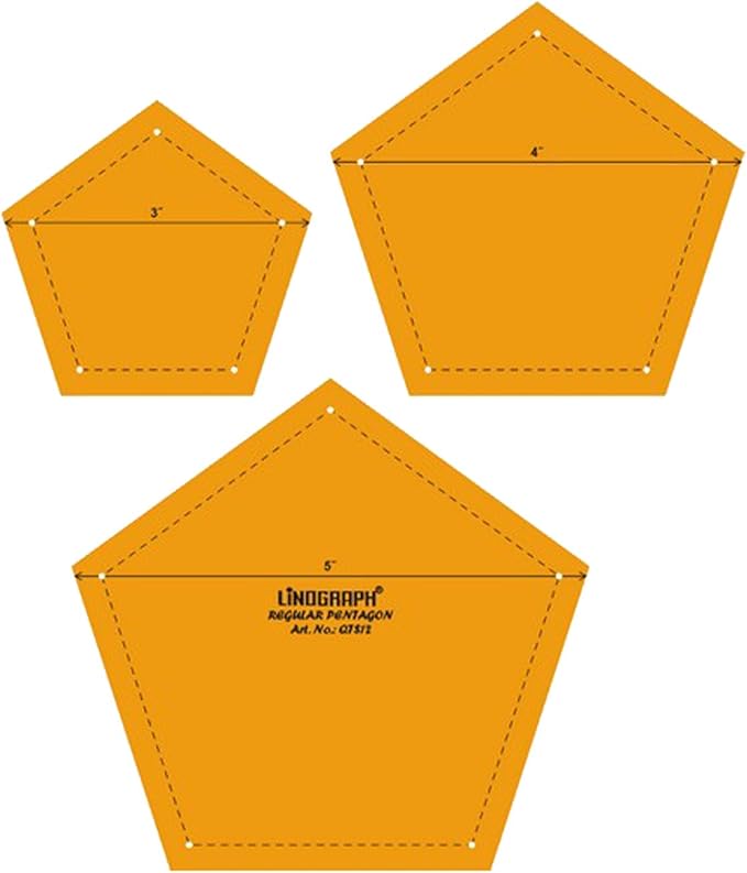 quilting 拼接形状刻度模板三件套 - 可选形状 pentagon lino-qts12